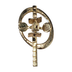 Vintage Modernist Abstract Space Satellite Gold Tone Brooch Pin Texture